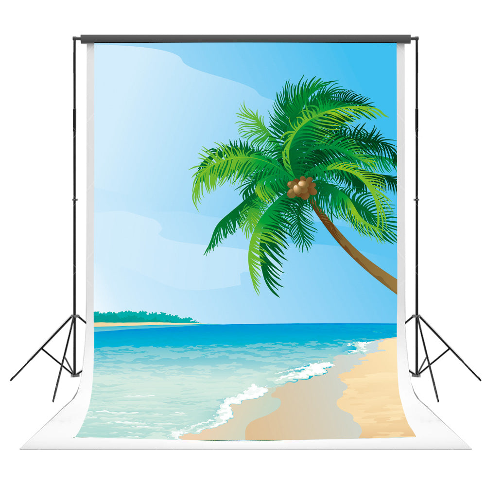 Toile de fond de plage numérique palmier fond été pour la photographie KE22154