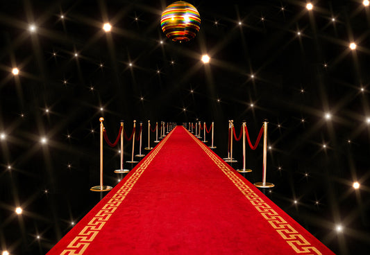 Toile de fond décors VIP de paillettes noires de tapis rouge pour la session