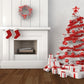 Toile de fond de plancher de bois brun cheminée blanche de Noël pour les photos