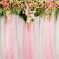 Toile de fond décors de mariage blanc et rose pour la photographie rideau de sol en bois décoré de fleurs roses roses