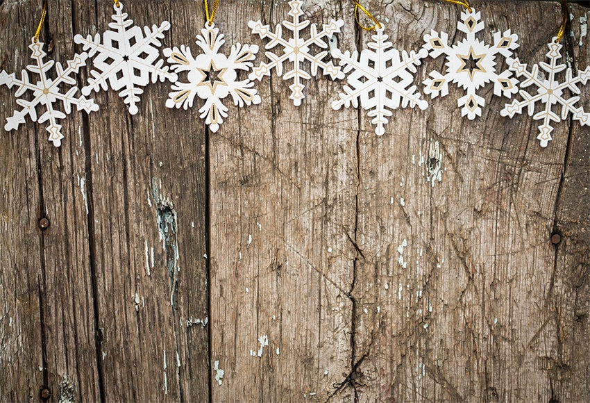 Toile de fond de photographie de mur en bois vintage flocon de neige fond de Noël