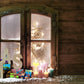 Toile de fond de XMAS bois fenêtre neige pour la fête de Noël
