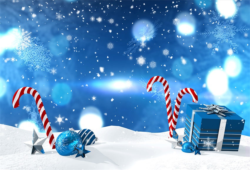 Toile de fond décors de cadeau de flocon de neige de Noël bleu