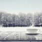Toile de fond d'hiver forêt bois plancher photographie fond de neige