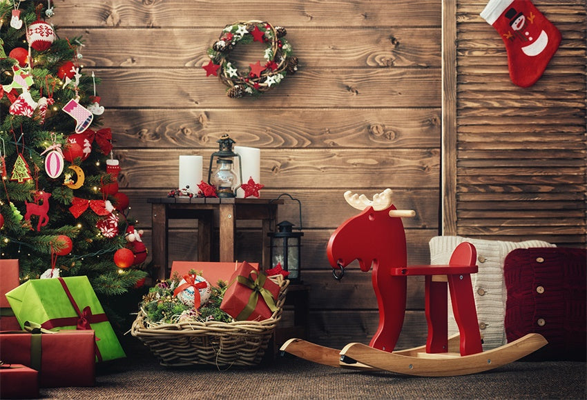 Toile de fond décors de photo de Noël rouge brun