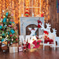 Toile de fond de décors de photographie de Noël lumineux en bois wapiti XMAS