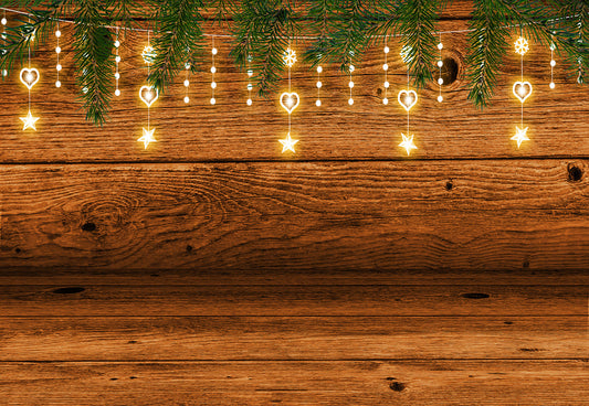Toile de fond décor d'étoile lumineuse de mur en bois brun pour le spectacle nuptial