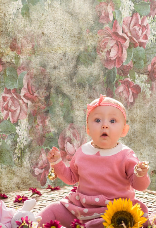 Toile de fond décors de nouveau-né de fleurs roses abstraite