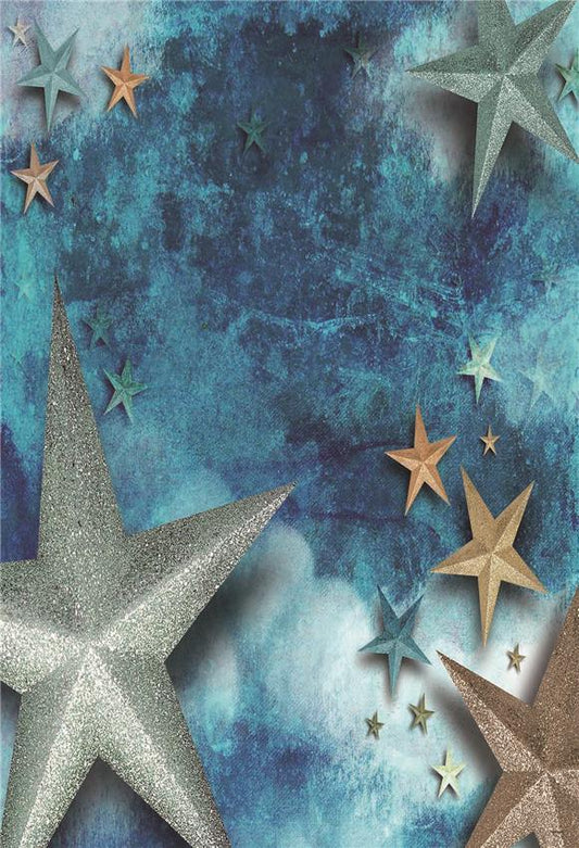 Toile de fond décors d'étoiles brillantes de ciel bleu d'anniversaire pour la fête