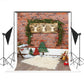 Toile de fond de Noël de plancher de bois de mur de briques pour la photo