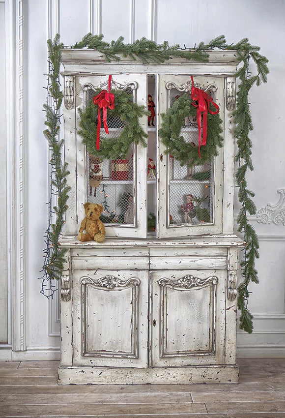 Toile de fond de photo de cabinet de Noël vintage pour la fête