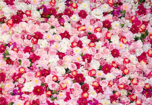 Toile de fond de photographie de mur fleurs pour anniversaire de mariage