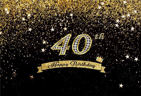 Toile de fond joyeux anniversaire 40e étoiles brillantes d'or