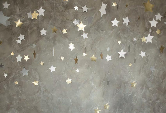 Toile de fond décors d'étoiles de portrait d'anniversaire de bébé abstrait gris