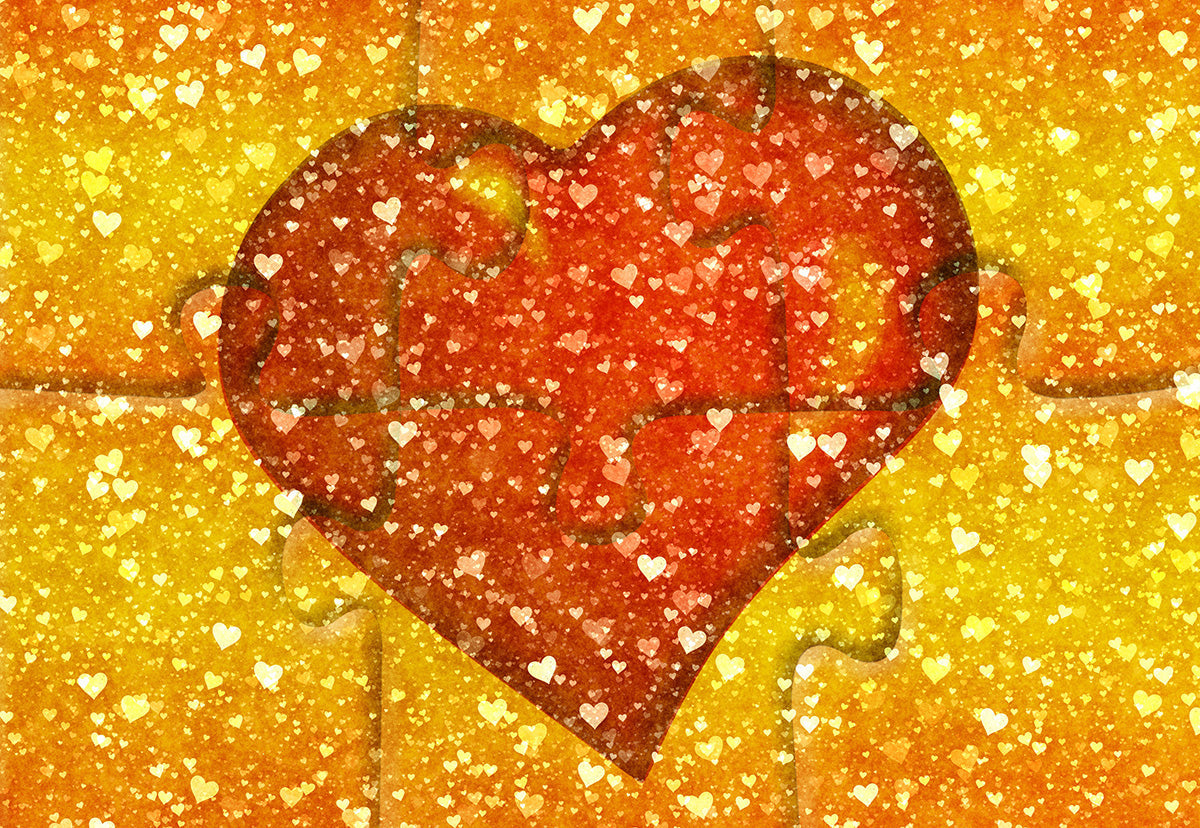 Toile de fond décors de la Saint-Valentin jaune grand coeur rouge pour la session