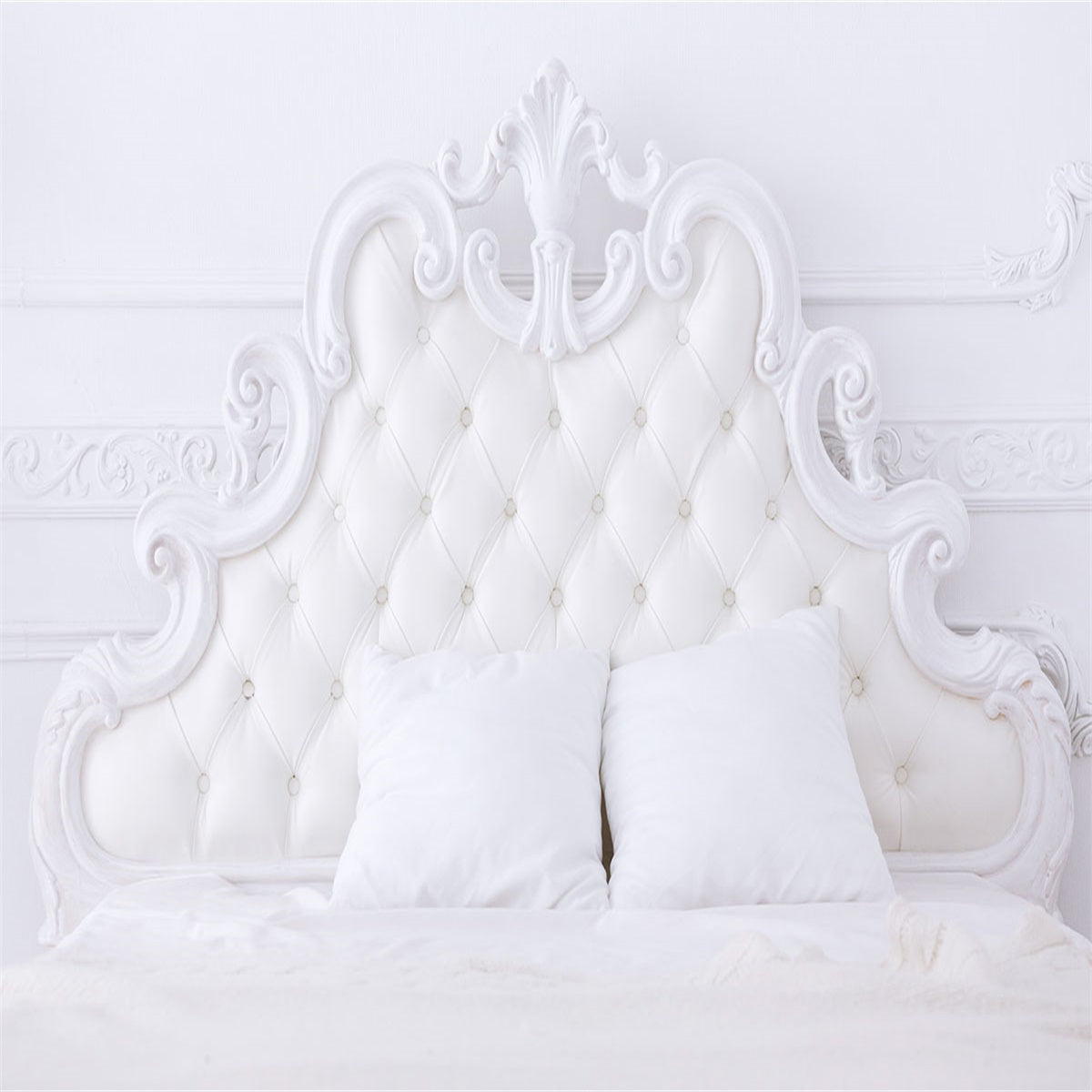 Toile de fond décors de décoration de chambre de tête de lit blanche