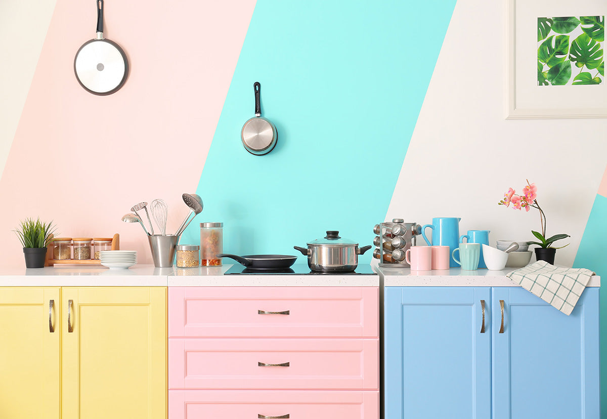 Toile de fond de stand photo de photo de bébé de cuisine colorée