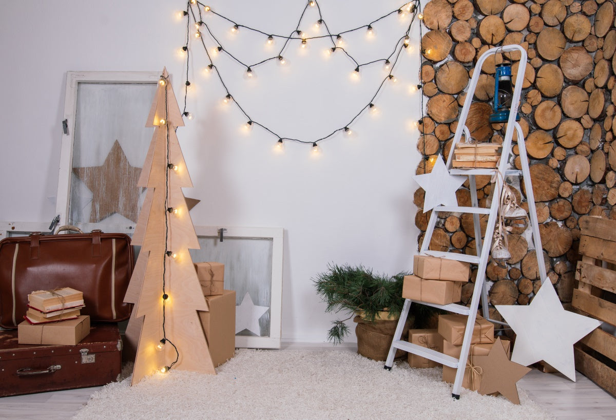 Toile de fond décors de photographie en bois de Noël pour la fête
