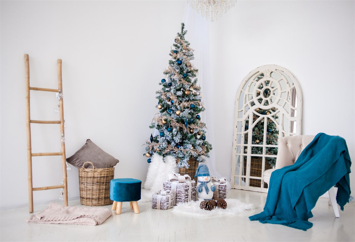 Toile de fond d'arbre de Noël bleu pour la photographie
