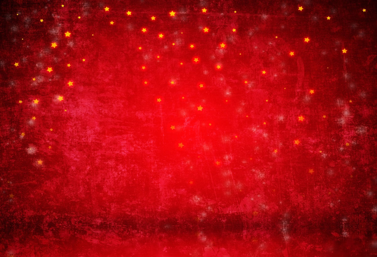 Red Abstract Gold Star Christmas Photography Backdrops