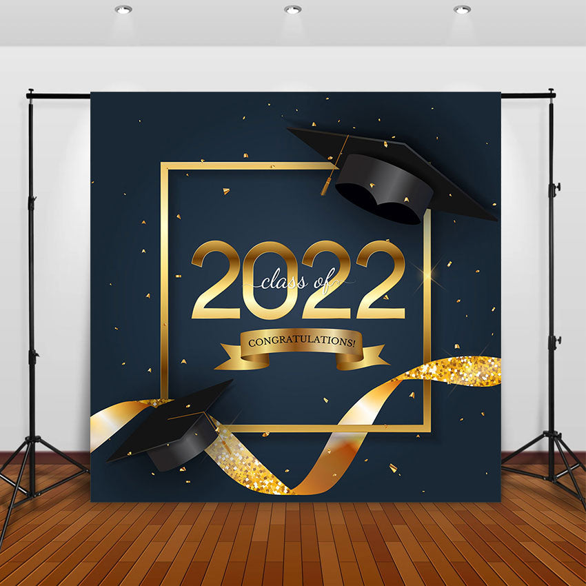 Toile de fond de graduation fond bleu foncé félicitations classee de 2022 de photographie SBH0080