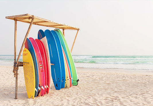 Toile de fond de plancher de surf coloré sur la plage de sable de photographie SBH0119