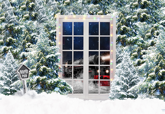 Toile de fond de pins de porte d'étincelles Noël pour la photographie SBH0270