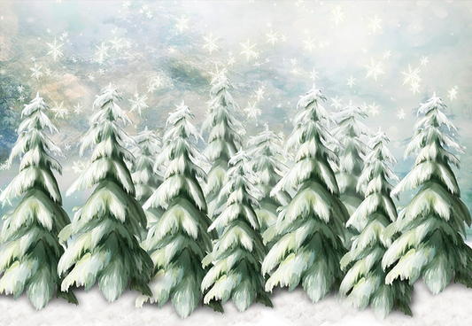 Toile de fond de pins verts avec lumières de Noël pour la photographie SBH0272