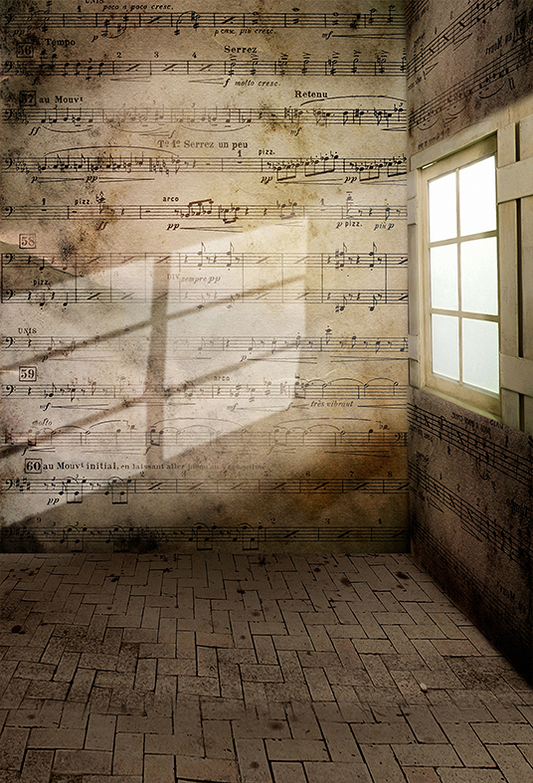 Toile de fond de notes de musique intérieures mur de photographie SBH0338