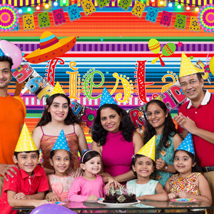 Toile de fond colorée Fiesta pour la photographie de fête d'anniversaire