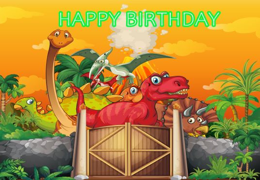 Toile de fond de Jurassic World dinosaur animal joyeux anniversaire pour la fête TKH1841