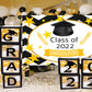 Toile de fond noir et blanc décorations de fête de remise des diplômes photo jaune pour la photographie TKH1859
