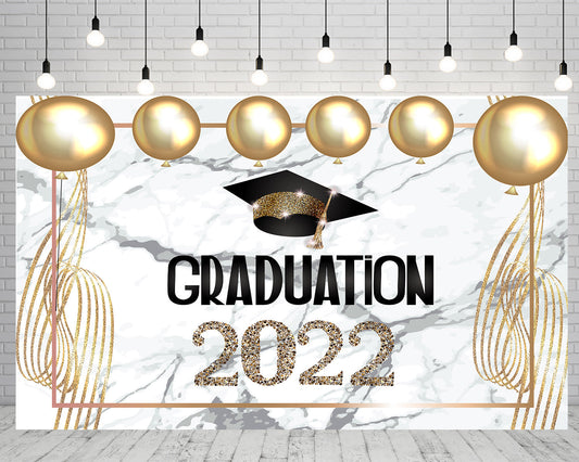 Toile de fond de 2022 remise des diplômes décoration ballon doré diplômés pour la photographie TKH1860