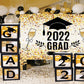 Toile de fond de classee de 2022 décorations de fête dorée fond de fête de remise des diplômes pour lycée collège université TKH1863