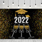 Toile de fond de fête de remise des diplômes 2022 champagne or paillettes pour la photographie TKH1874