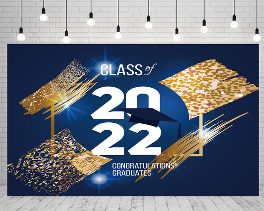 Toile de fond de graduation bleu foncé félicitations classee de 2022 fond de photographie TKH1875