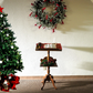 Toile de fond de photomaton de guirlande rouge et blanche d'intérieur d'arbre de Noël