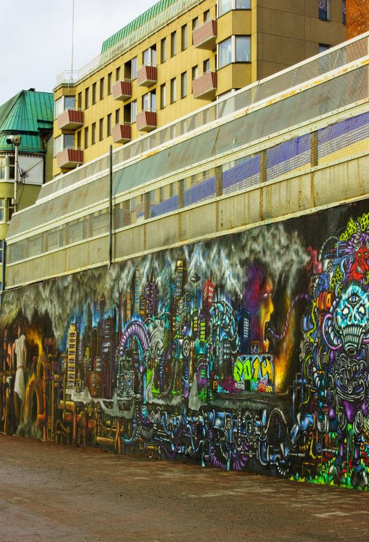 Toile de fond de photographie de graffiti coloré de mur de ville SBH0185